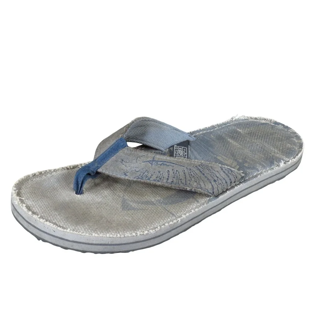 Teva Men Sandal Size 8 Casual Outdoor Flip Flop‎ Gray Leather